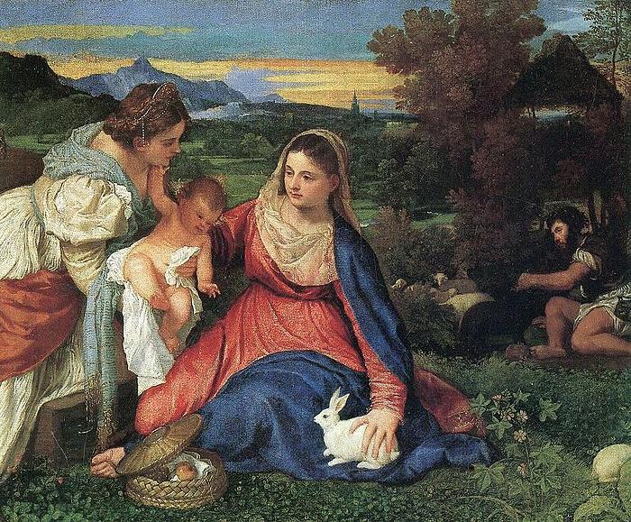 TIZIANO Vecellio Madonna with Rabbit China oil painting art